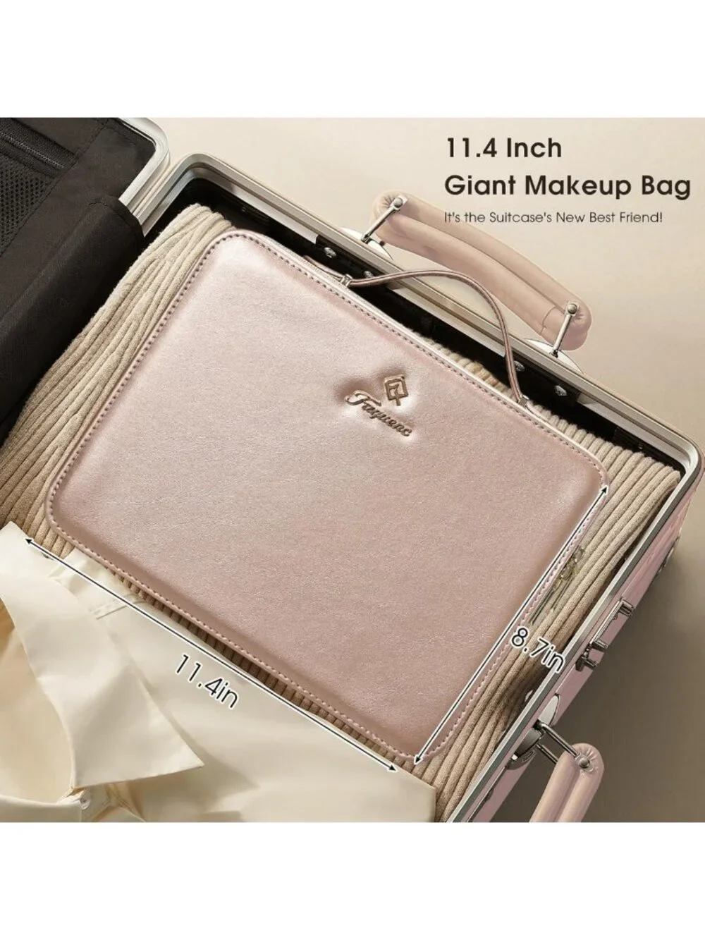 LED Makeup Case with Adjustable Brightness Mirror, Travel Cosmetic Organizer